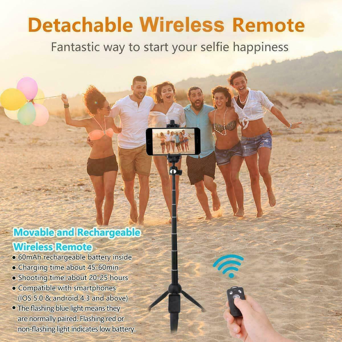 Selfie Stick Tripod 40" Bluetooth Remote Portable for iPhone and Android