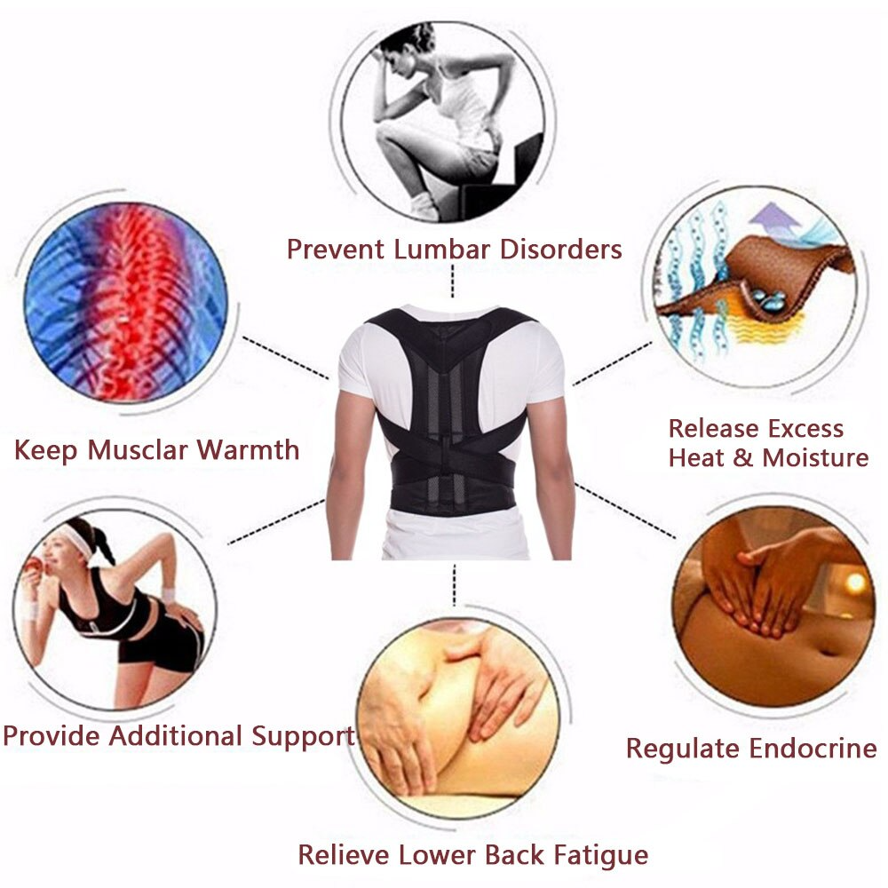 Adjustable Posture Corrector Low Back Support Shoulder Brace Belt for Men and Women