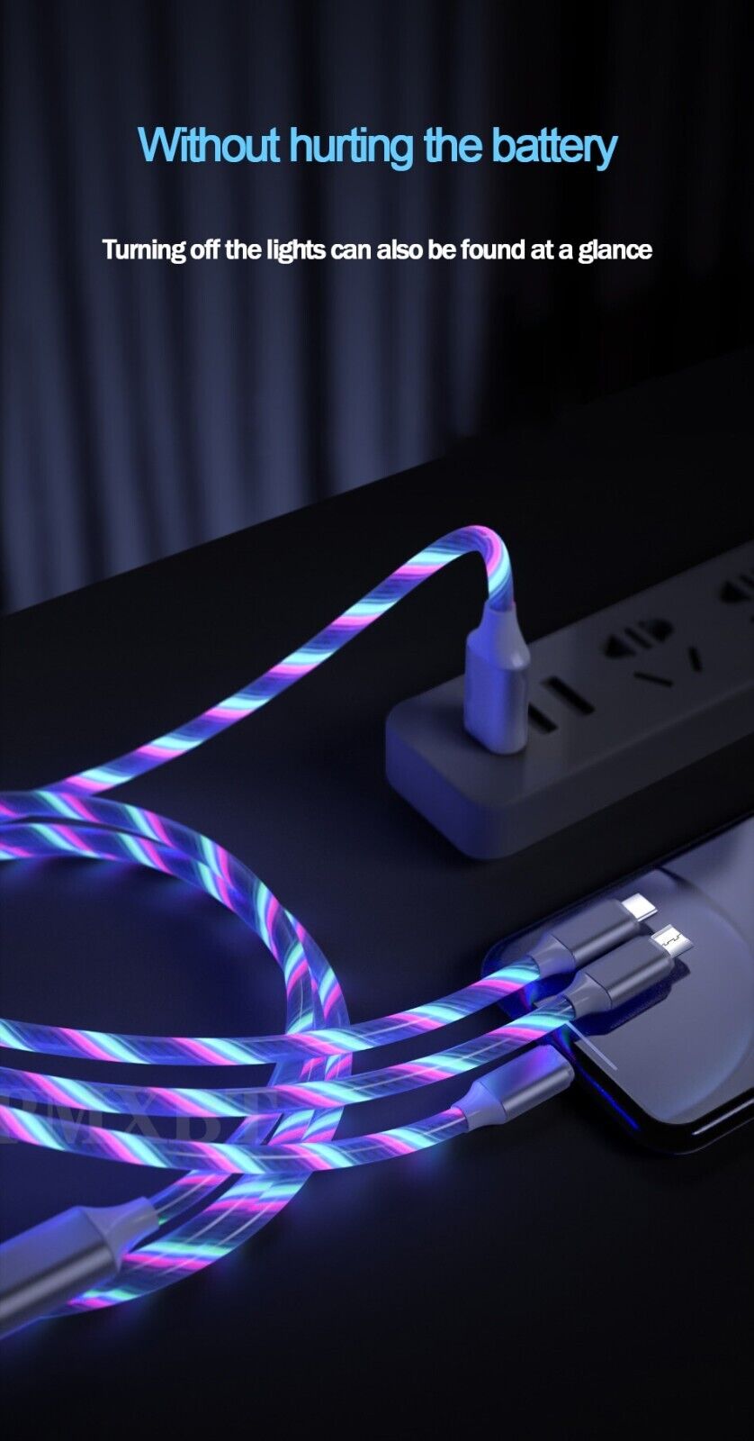 3 in 1 LED Fast Charging Cable Adapter For iPhone Micro USB Type C