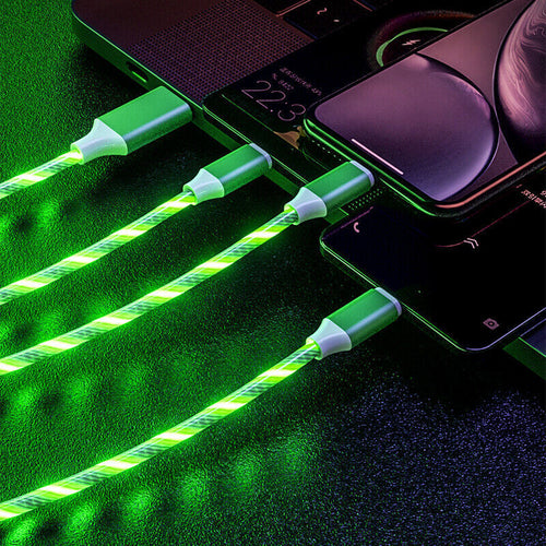 3 in 1 LED Fast Charging Cable Adapter For iPhone Micro USB Type C
