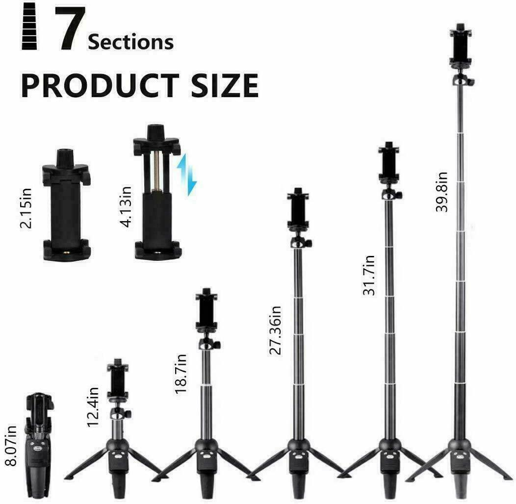 Selfie Stick Tripod 40" Bluetooth Remote Portable for iPhone and Android