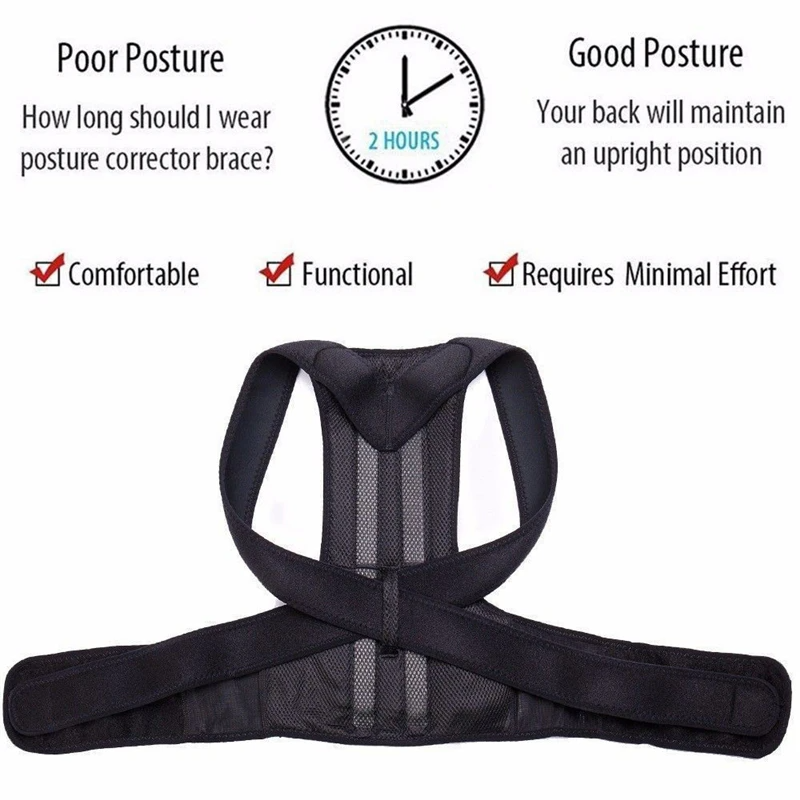 Adjustable Posture Corrector Low Back Support Shoulder Brace Belt for Men and Women