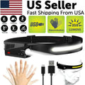 COB LED Headlamp USB Rechargeable Headlight Torch Work Light Bar Head