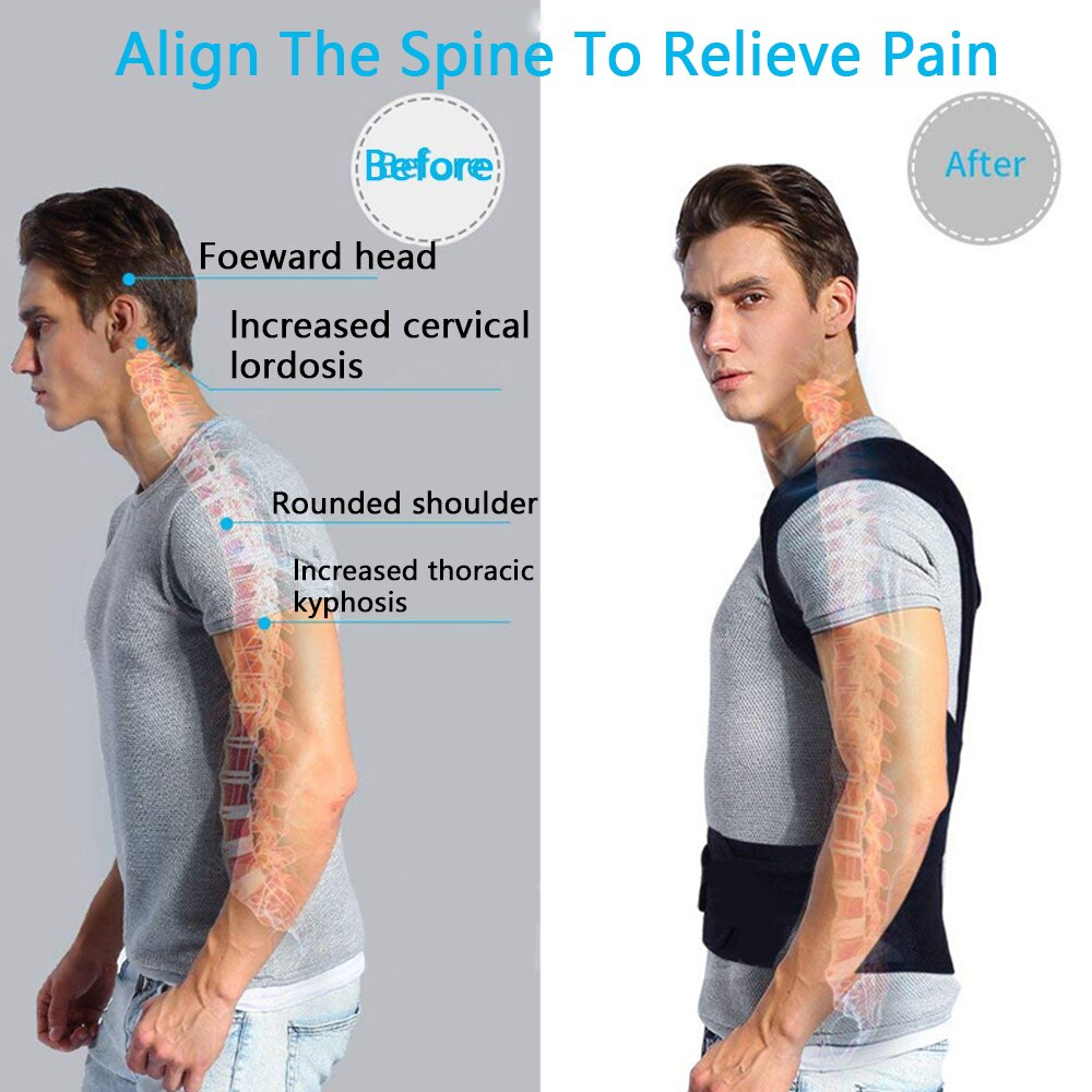 Adjustable Posture Corrector Low Back Support Shoulder Brace Belt for Men and Women