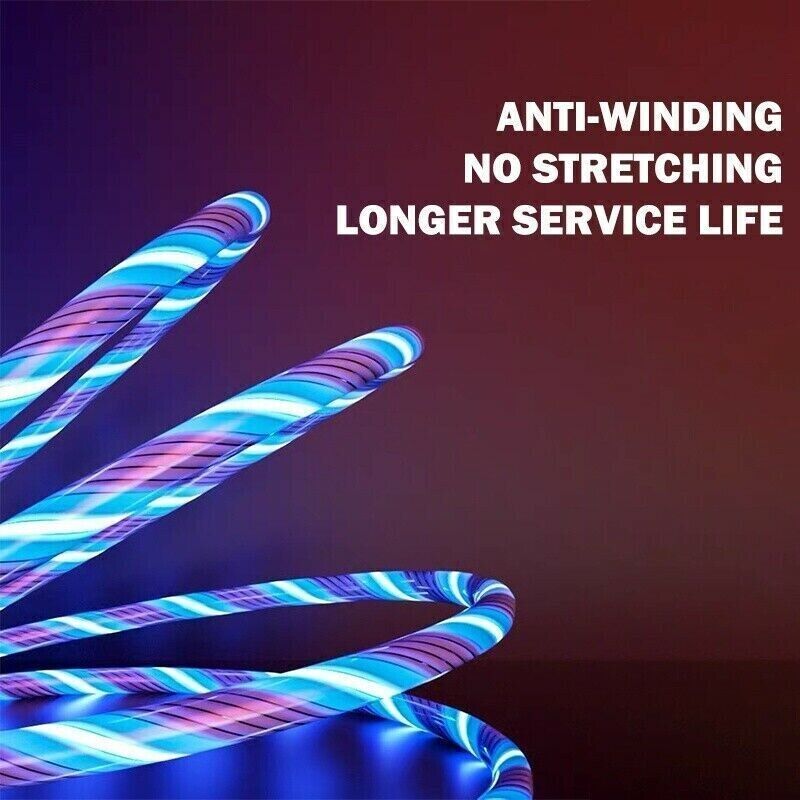 3 in 1 LED Fast Charging Cable Adapter For iPhone Micro USB Type C